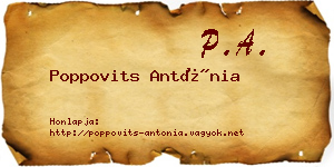 Poppovits Antónia névjegykártya